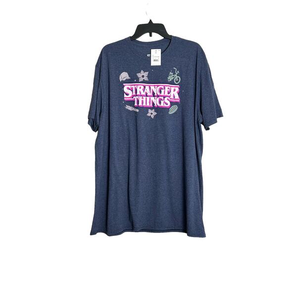 Netflix Stranger Things Top T-shirt Tee XXL 2XL Blue NWT New - Picture 1 of 4